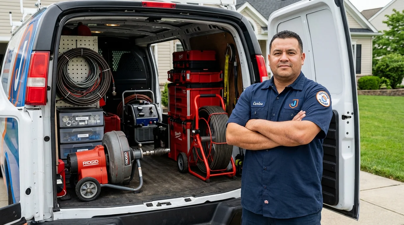 Professional drain cleaning equipment and Johns Plumbing LLC plumber in Chatsworth