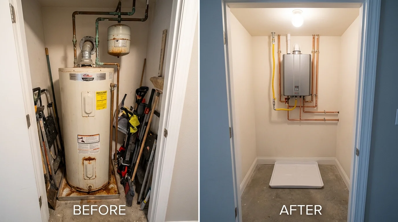 Tank water heater versus wall-mounted tankless unit comparison for Chatsworth, CA homeowners